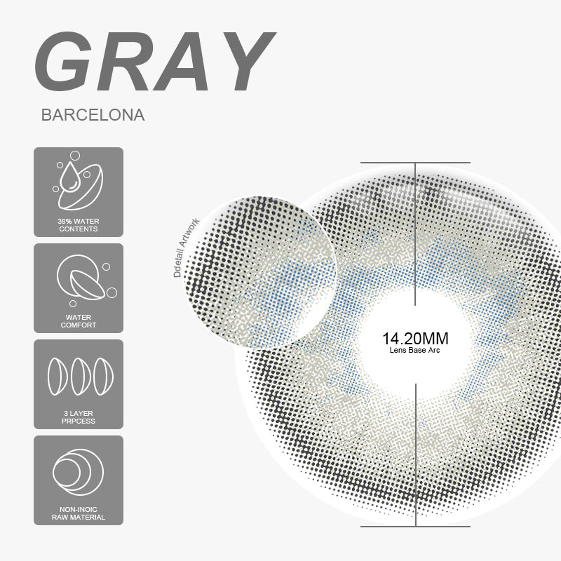 Rynx Barcelona Gray 14.2mm 1 Pair | 1 Year