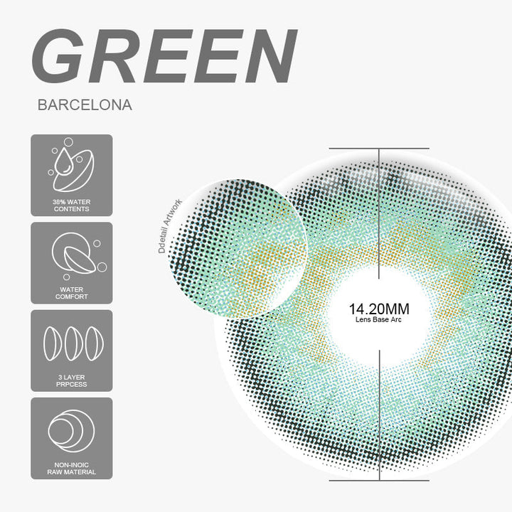 Rynx Barcelona Green 14.2mm 1 Pair | 1 Year
