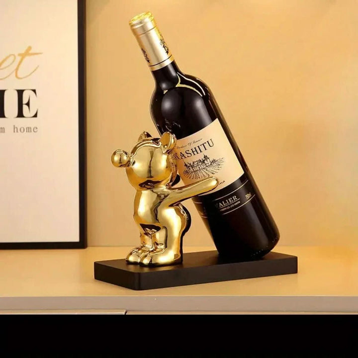 Lisslune | Decorative ceramic wine rack in bear design for stylish bottle storage