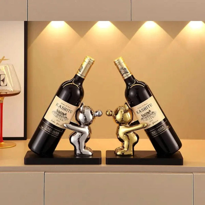 Lisslune | Decorative ceramic wine rack in bear design for stylish bottle storage