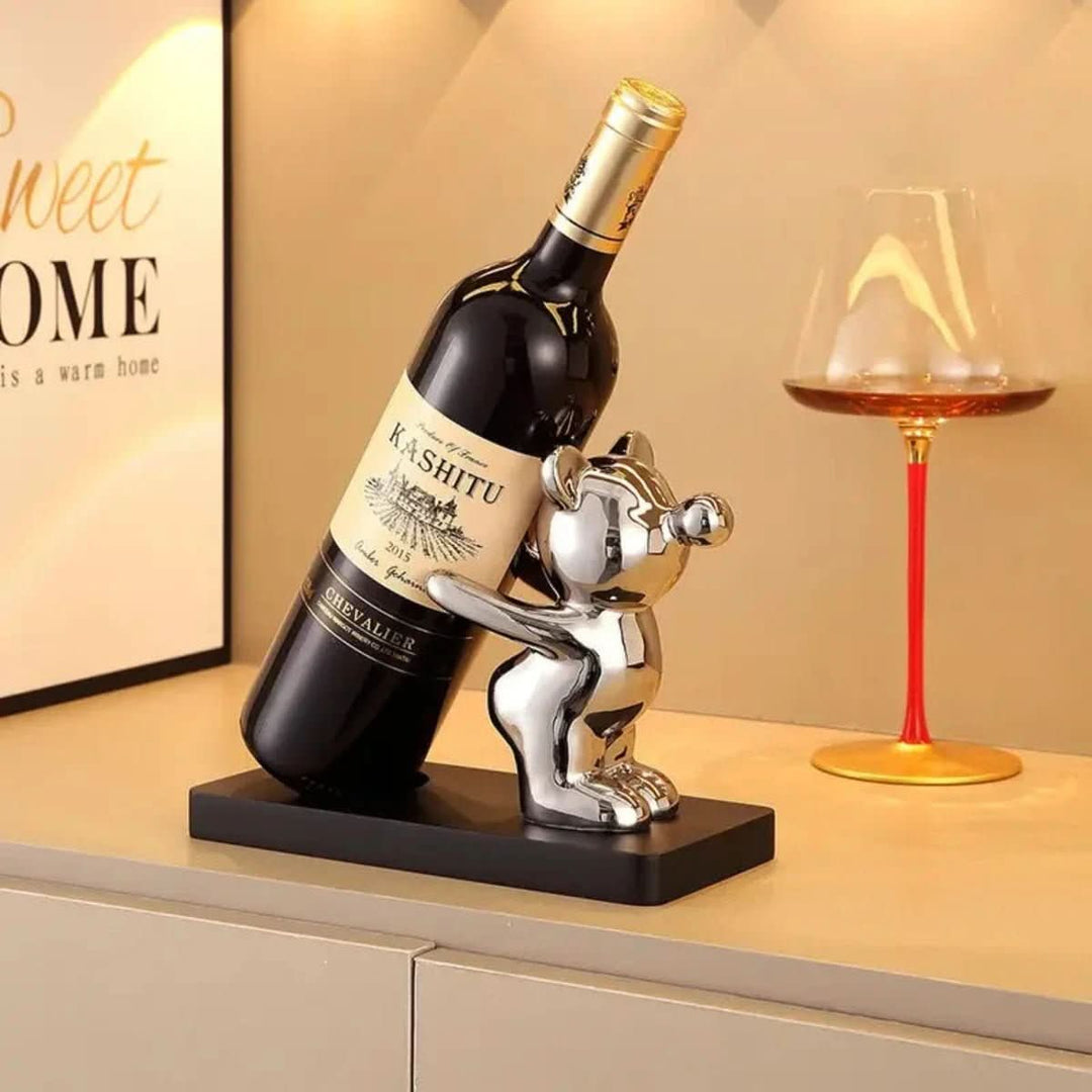 Lisslune | Decorative ceramic wine rack in bear design for stylish bottle storage
