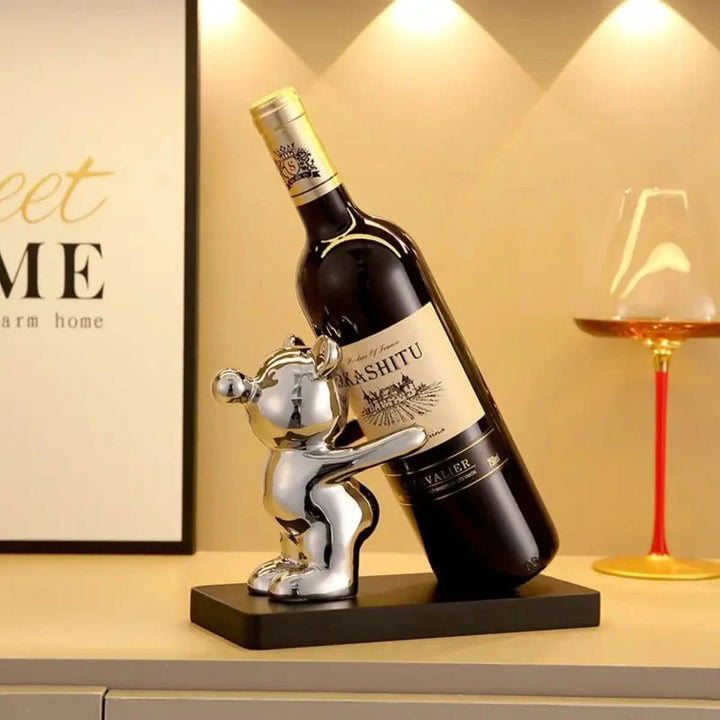 Lisslune | Decorative ceramic wine rack in bear design for stylish bottle storage