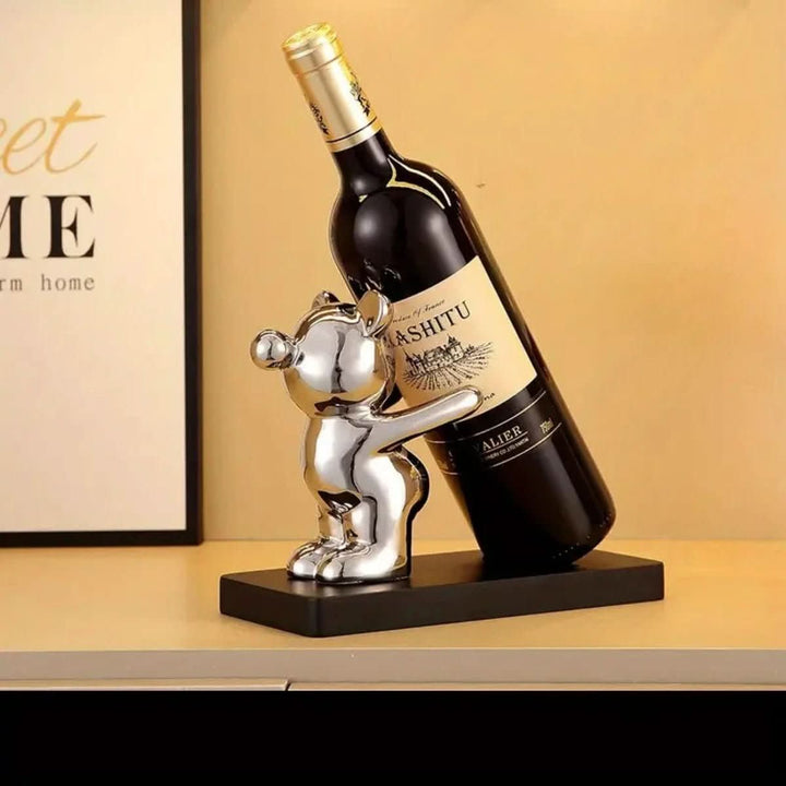 Lisslune | Decorative ceramic wine rack in bear design for stylish bottle storage