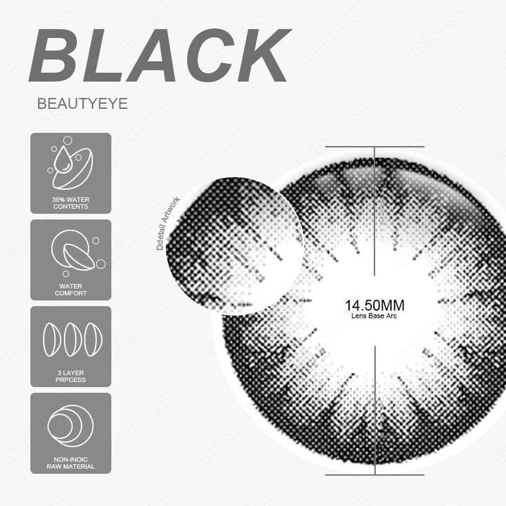 Rynx Beautyeye Black 14.5mm 1 Pair | 1 Year