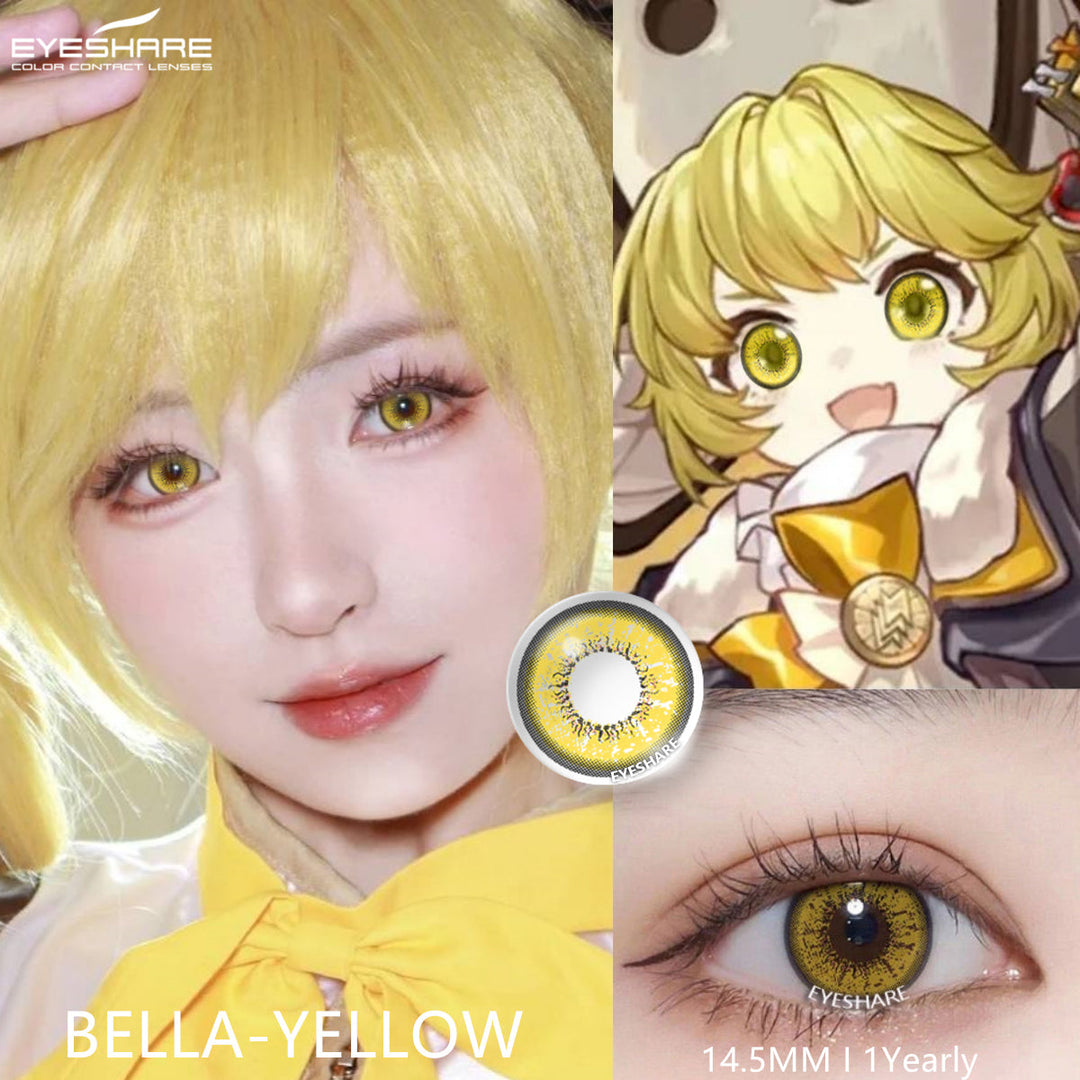 Rynx Cosplay Bella Yellow 14.5mm 1 Pair | 1 Year