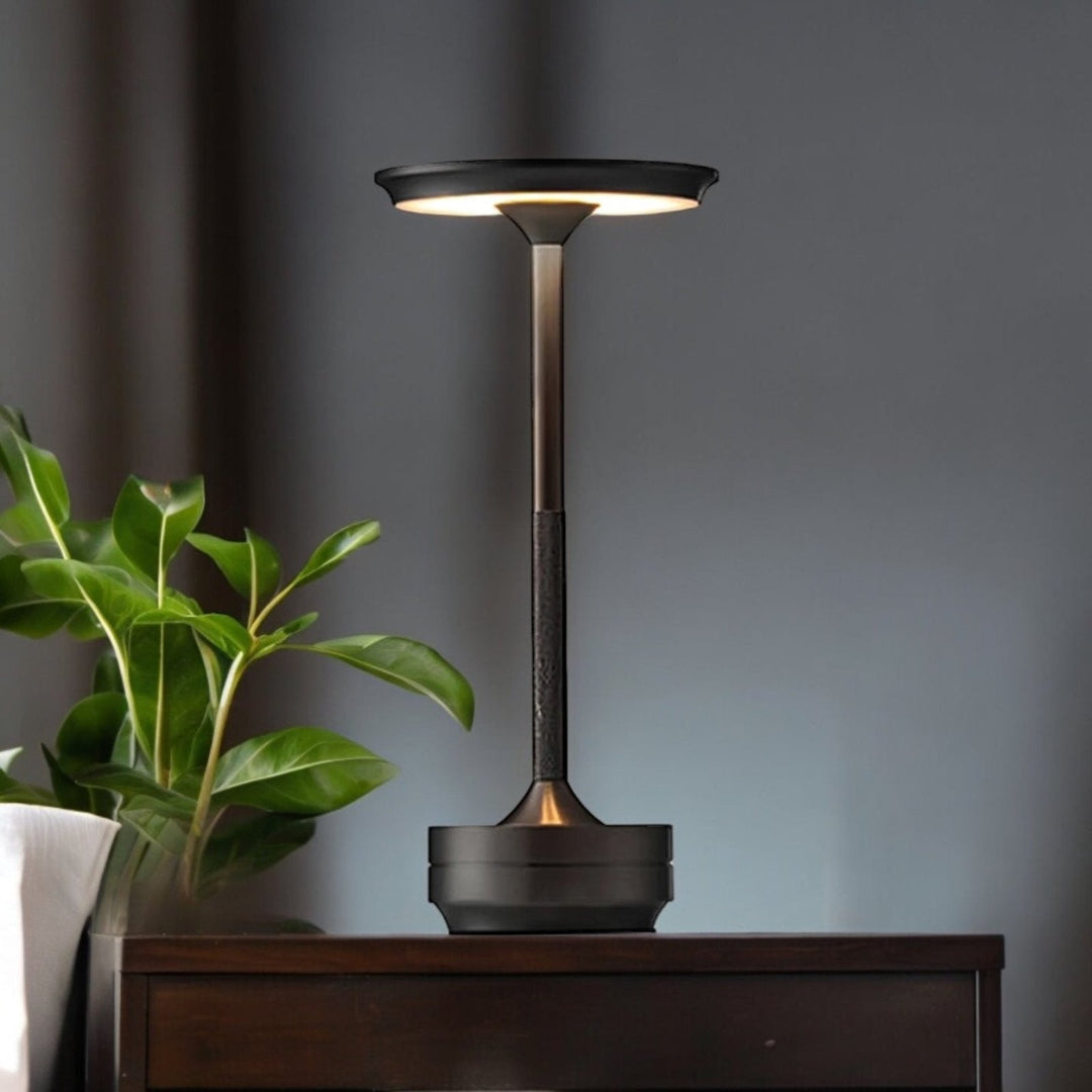 Lisslune | Cordless Rechargeable Modern Aura Table Lamp with Touch Controls | Wireless LED Light for Modern Side Tables and Office Desks | Minimalist Table Lamp