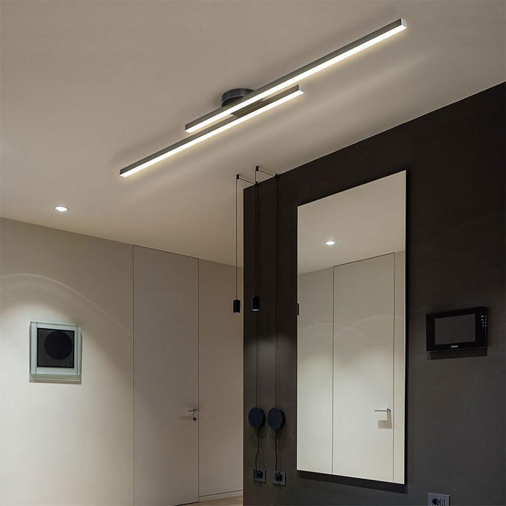 Lisslune | Modern Aluminium Semi Flush Mount LED Ceiling Light | Minimalist Design for Living Room. Bedroom & Hallway