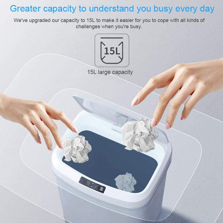 Lisslune | Automatic Sensor Trash Can – 15L – Touchless & Quiet – For Kitchen or Living Room