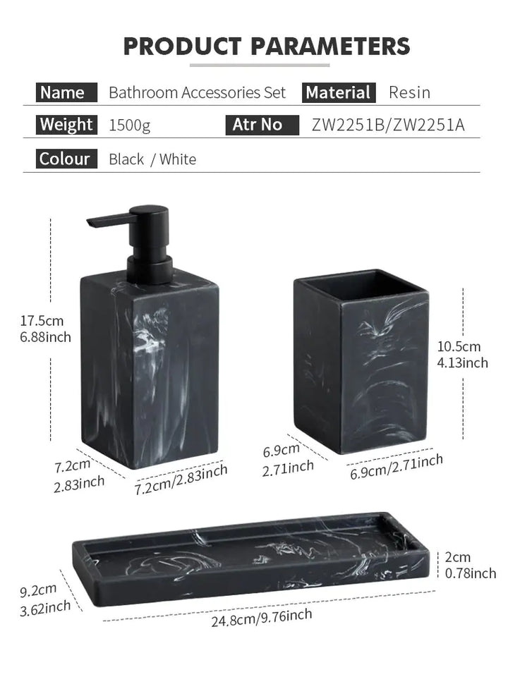 Lisslune | Set of Accessories Marble Pattern