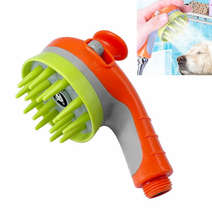 Pet Shower shower brush with non-slip handle nozzle (Orange)
