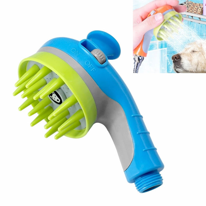 Pet Shower Shower Brush with Non-Slip Grip Nozzle (Blue)