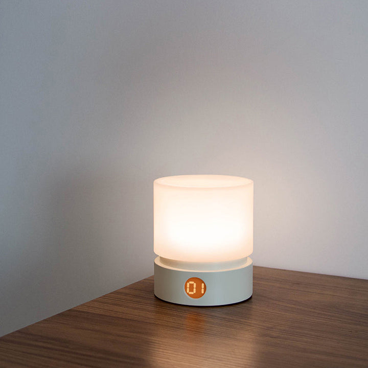 Lisslune | Contemporary Nordic Timer Rechargeable ABS HIPS Silicone Cylinder LED Table Lamp Night Light for Nightstand