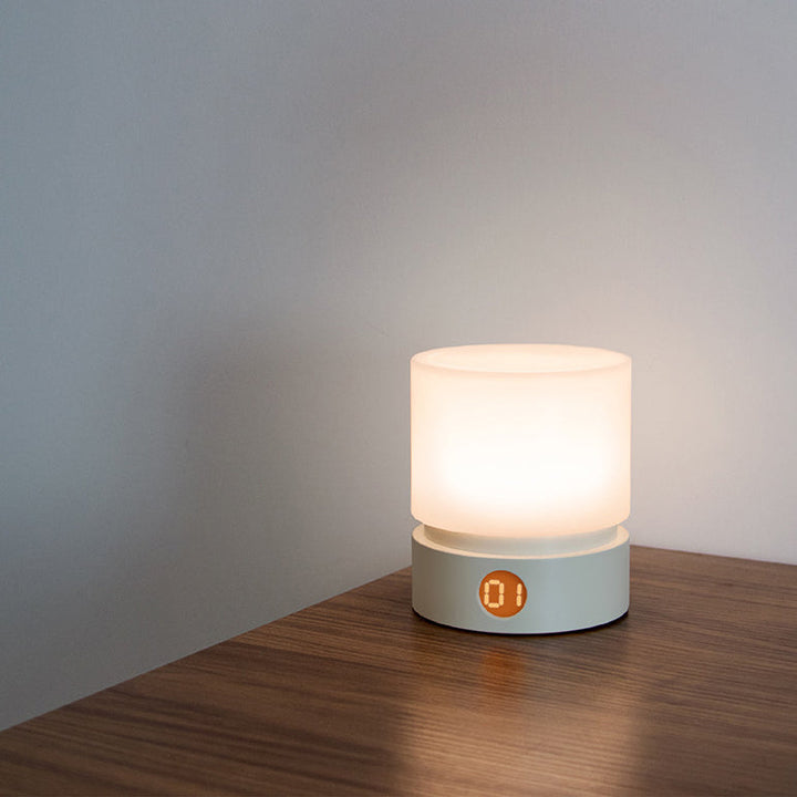Lisslune | Contemporary Nordic Timer Rechargeable ABS HIPS Silicone Cylinder LED Table Lamp Night Light for Nightstand