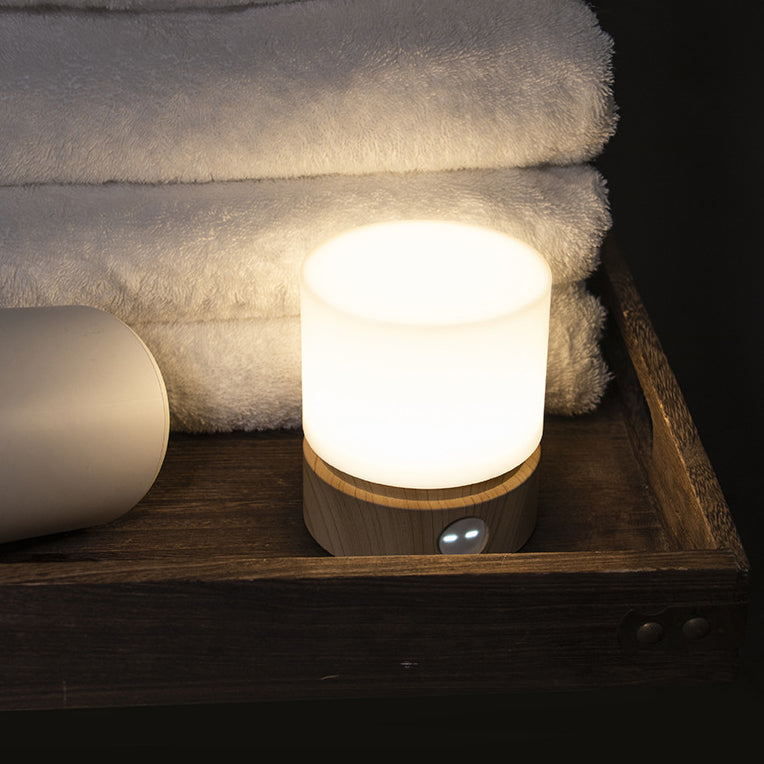 Lisslune | Contemporary Nordic Timer Rechargeable ABS HIPS Silicone Cylinder LED Table Lamp Night Light for Nightstand