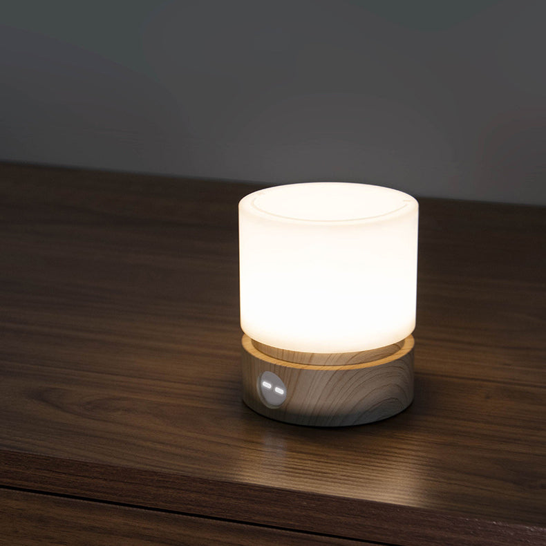 Lisslune | Contemporary Nordic Timer Rechargeable ABS HIPS Silicone Cylinder LED Table Lamp Night Light for Nightstand