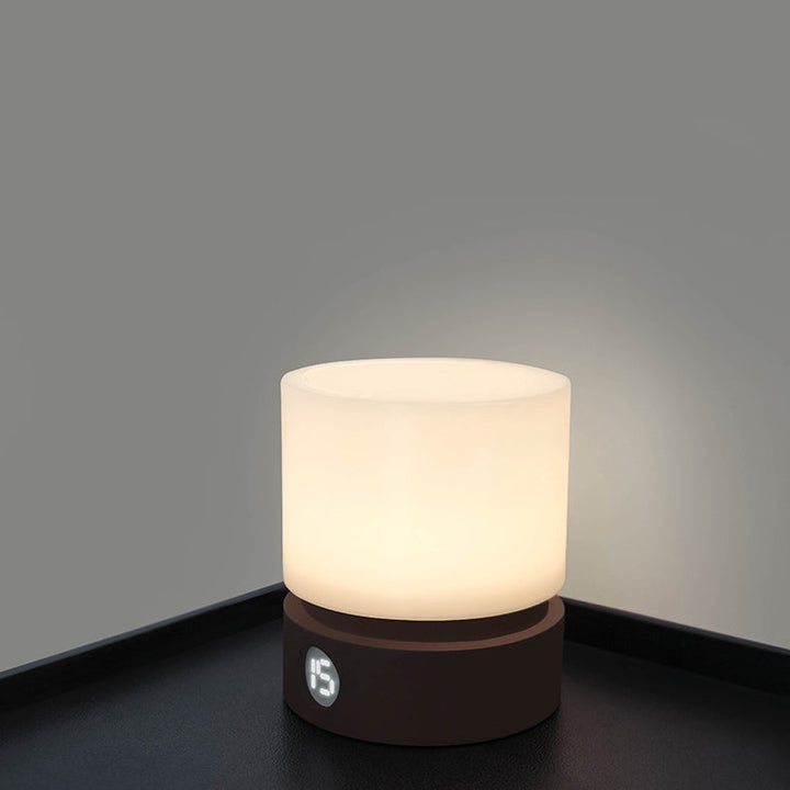 Lisslune | Contemporary Nordic Timer Rechargeable ABS HIPS Silicone Cylinder LED Table Lamp Night Light for Nightstand