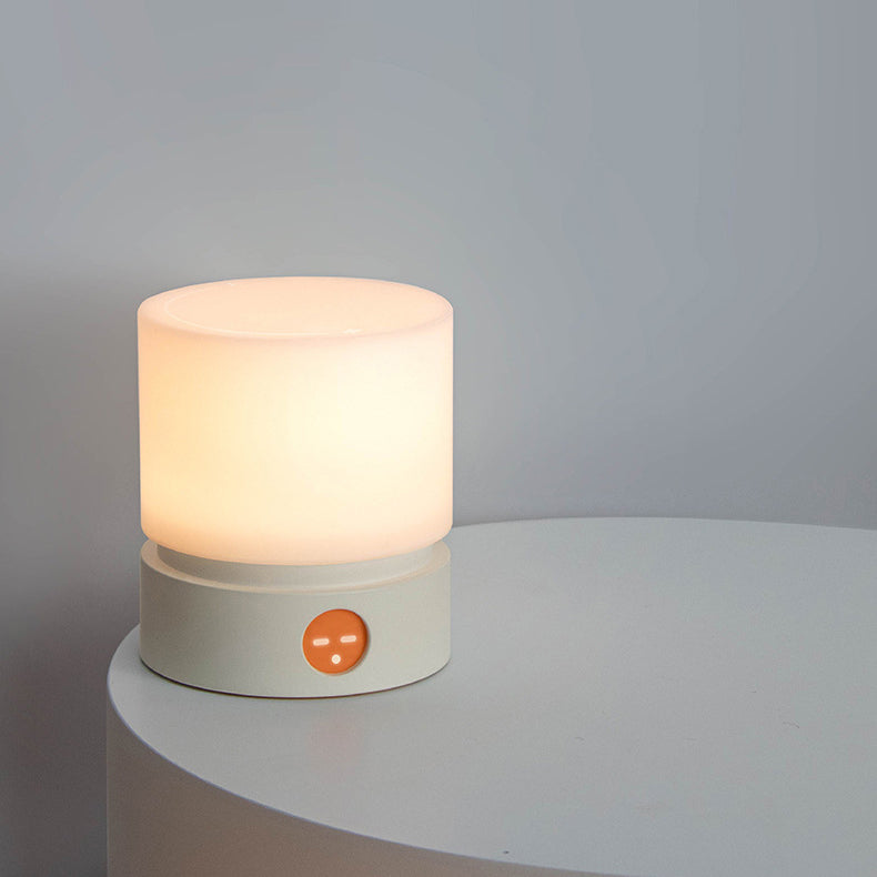 Lisslune | Contemporary Nordic Timer Rechargeable ABS HIPS Silicone Cylinder LED Table Lamp Night Light for Nightstand