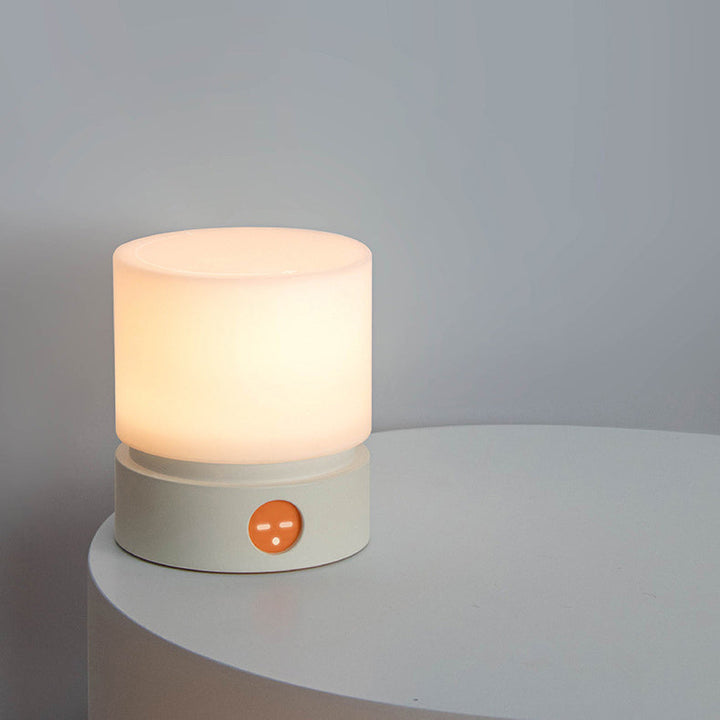 Lisslune | Contemporary Nordic Timer Rechargeable ABS HIPS Silicone Cylinder LED Table Lamp Night Light for Nightstand