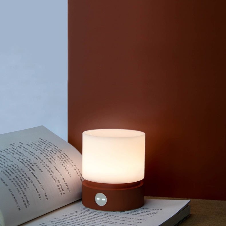 Lisslune | Contemporary Nordic Timer Rechargeable ABS HIPS Silicone Cylinder LED Table Lamp Night Light for Nightstand