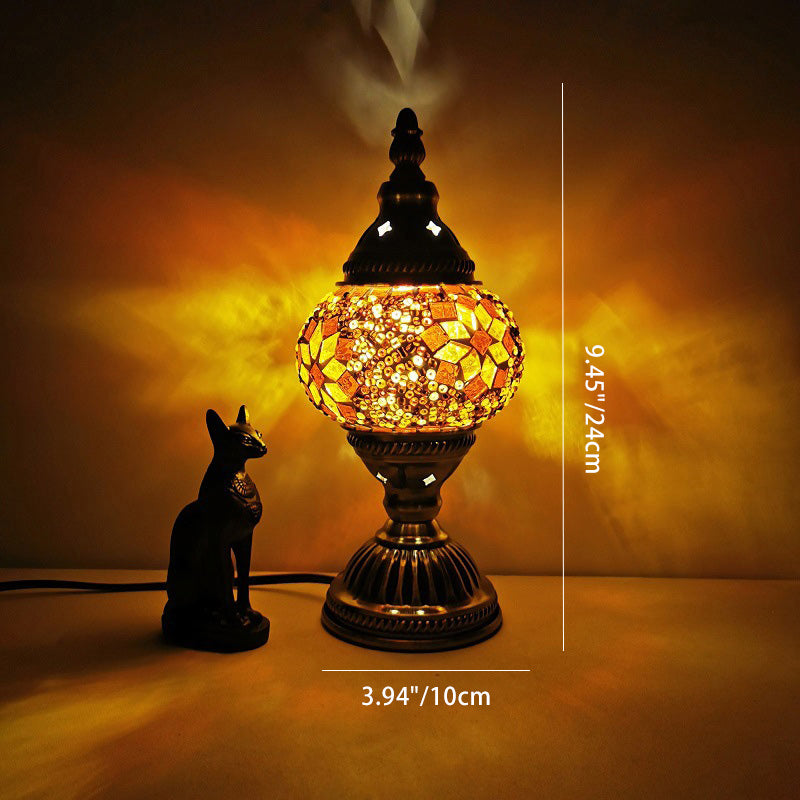 Lisslune | Traditional Tiffany Oval Glass Iron 1-Light Table Lamp for the Living Room