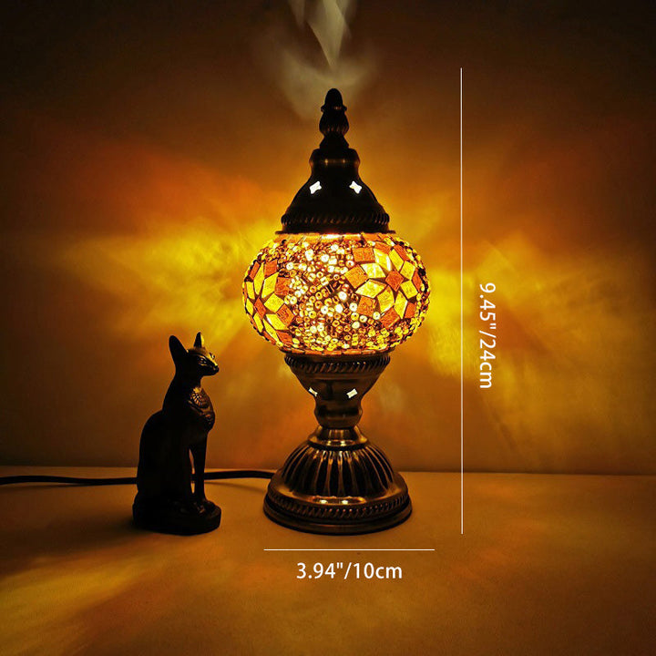 Lisslune | Traditional Tiffany Oval Glass Iron 1-Light Table Lamp for the Living Room