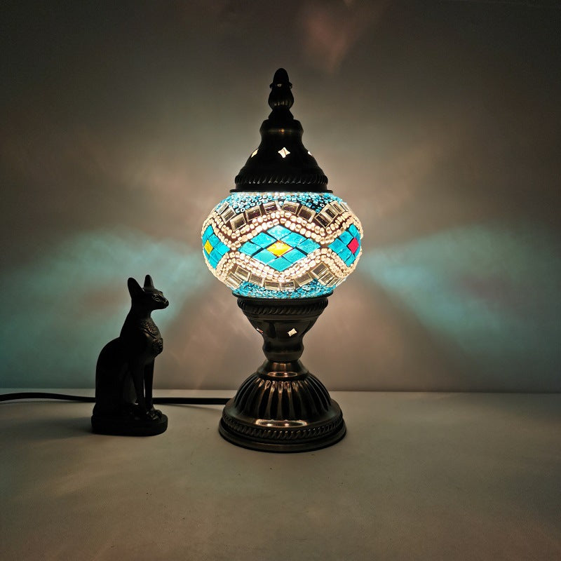 Lisslune | Traditional Tiffany Oval Glass Iron 1-Light Table Lamp for the Living Room
