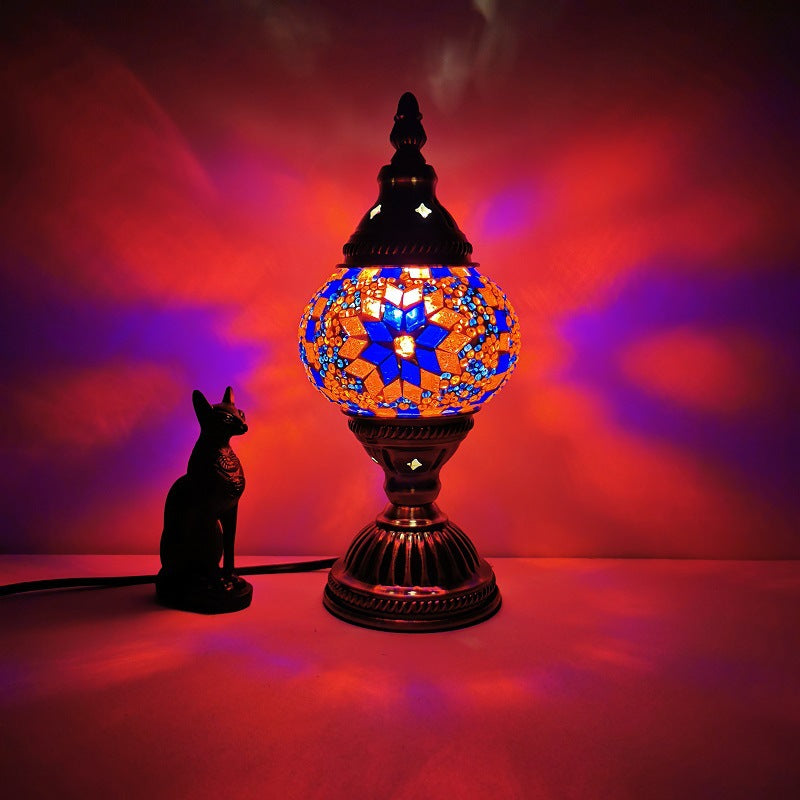 Lisslune | Traditional Tiffany Oval Glass Iron 1-Light Table Lamp for the Living Room