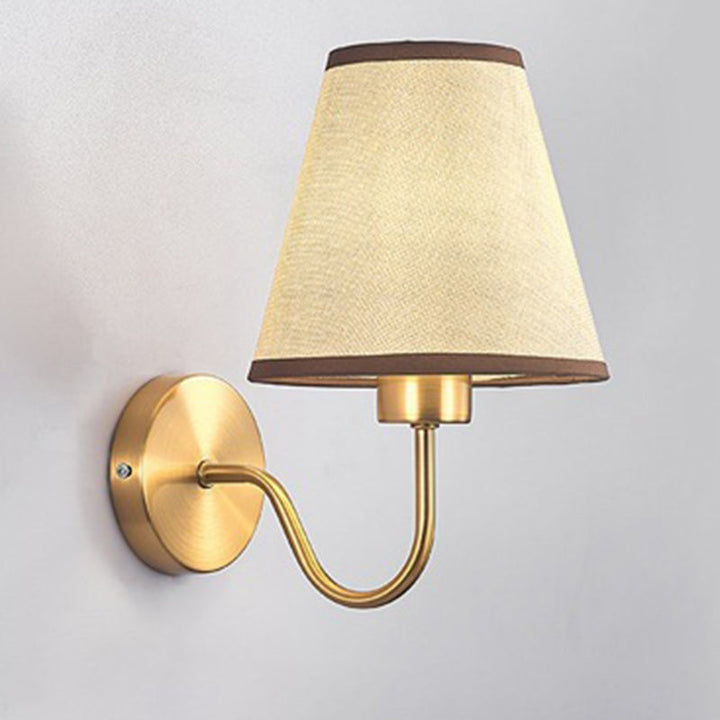 Lisslune | Contemporary Nordic Round Curved Rod Iron Fabric Shade 1-Light Wall Light Lamp for Living Room