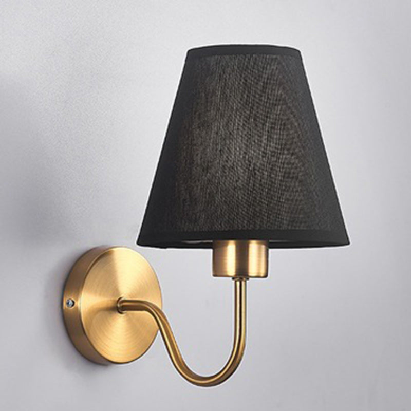 Lisslune | Contemporary Nordic Round Curved Rod Iron Fabric Shade 1-Light Wall Light Lamp for Living Room