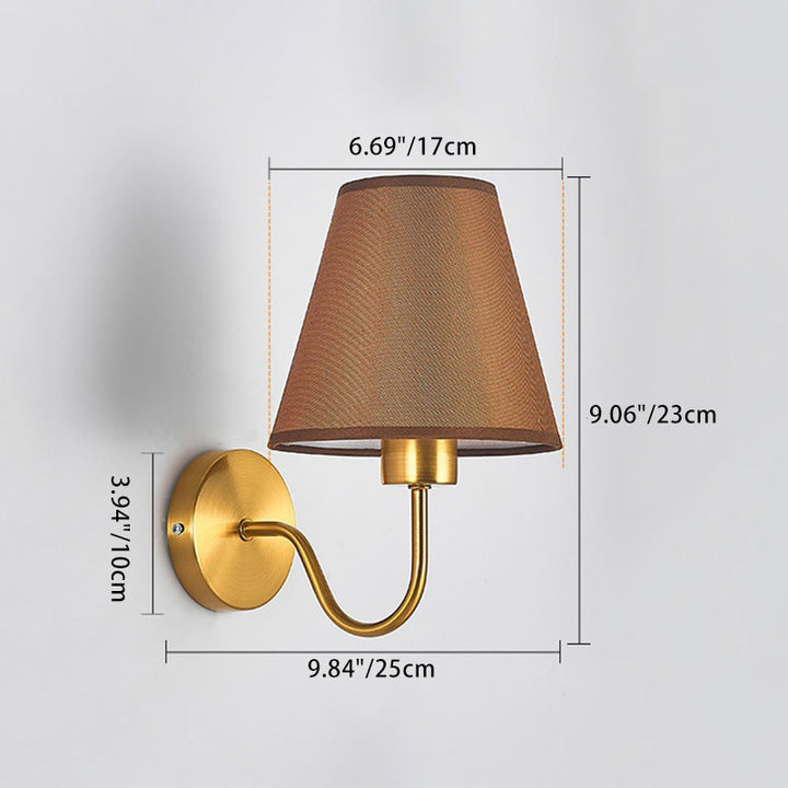 Lisslune | Contemporary Nordic Round Curved Rod Iron Fabric Shade 1-Light Wall Light Lamp for Living Room