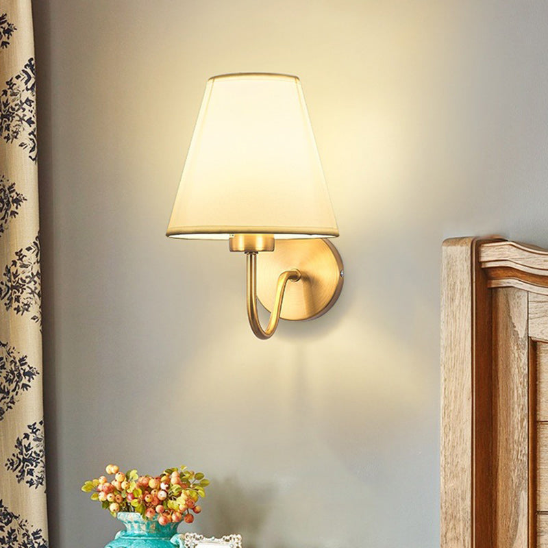 Lisslune | Contemporary Nordic Round Curved Rod Iron Fabric Shade 1-Light Wall Light Lamp for Living Room