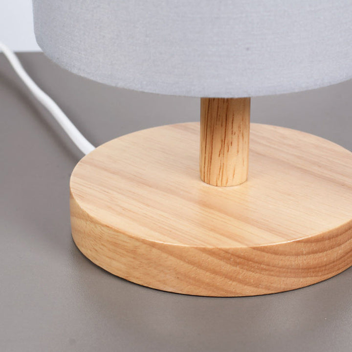 Lisslune | Traditional Japanese Cylinder Wood Fabric 1-Light Table Lamp for the Living Room