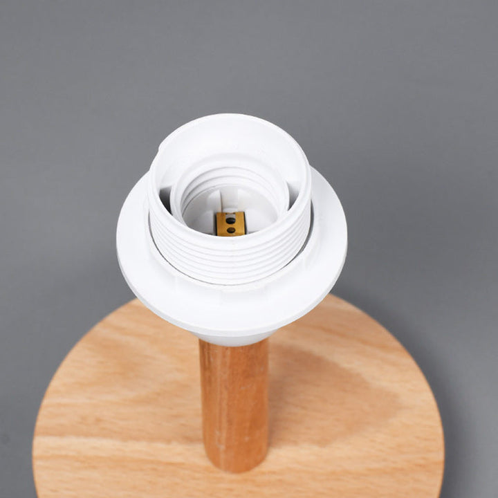 Lisslune | Traditional Japanese Cylinder Wood Fabric 1-Light Table Lamp for the Living Room