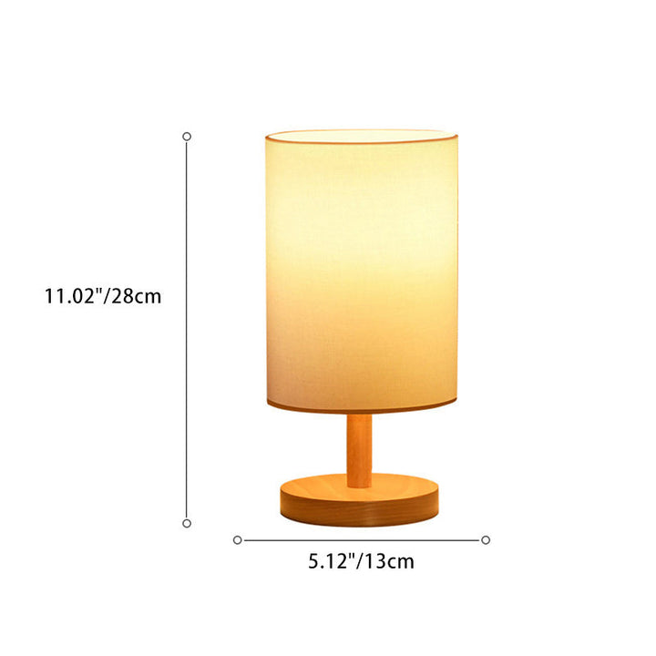 Lisslune | Traditional Japanese Cylinder Wood Fabric 1-Light Table Lamp for the Living Room
