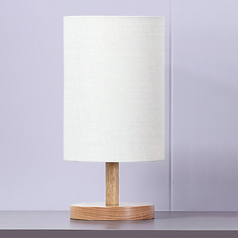 Lisslune | Traditional Japanese Cylinder Wood Fabric 1-Light Table Lamp for the Living Room