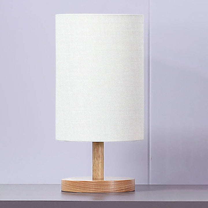 Lisslune | Traditional Japanese Cylinder Wood Fabric 1-Light Table Lamp for the Living Room