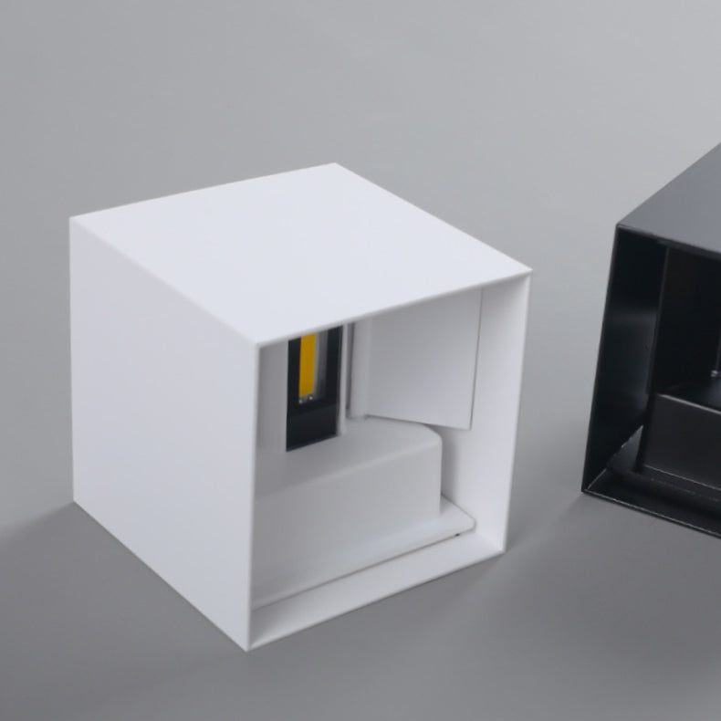Lisslune | Modern Minimalist Waterproof Cube Up Down Aluminum Glass Induction LED Wall Light Lamps For Bedroom