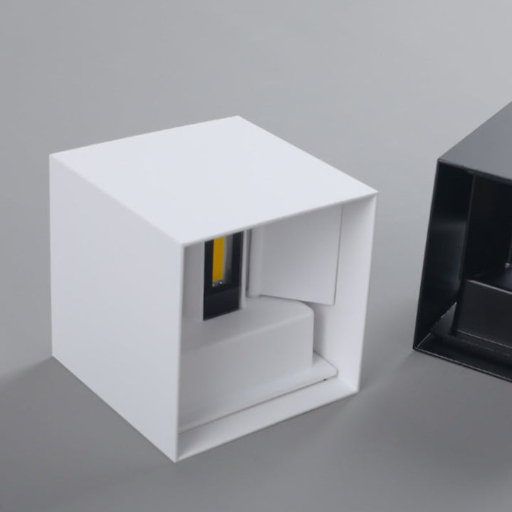 Lisslune | Modern Minimalist Waterproof Cube Up Down Aluminum Glass Induction LED Wall Light Lamps For Bedroom