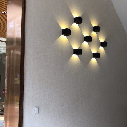 Lisslune | Modern Minimalist Waterproof Cube Up Down Aluminum Glass Induction LED Wall Light Lamps For Bedroom