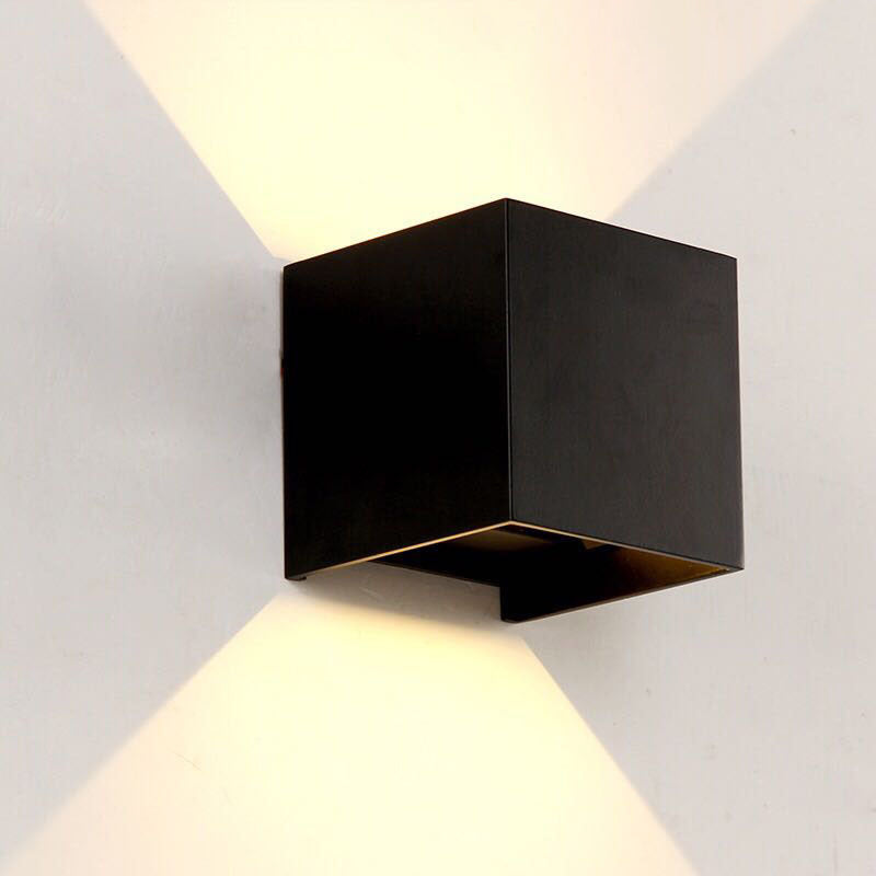 Lisslune | Modern Minimalist Waterproof Cube Up Down Aluminum Glass Induction LED Wall Light Lamps For Bedroom