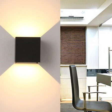 Lisslune | Modern Minimalist Waterproof Cube Up Down Aluminum Glass Induction LED Wall Light Lamps For Bedroom