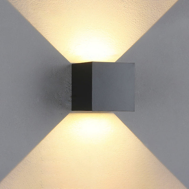 Lisslune | Modern Minimalist Waterproof Cube Up Down Aluminum Glass Induction LED Wall Light Lamps For Bedroom