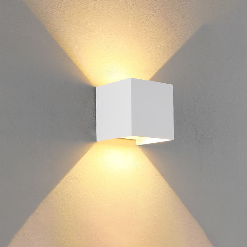Lisslune | Modern Minimalist Waterproof Cube Up Down Aluminum Glass Induction LED Wall Light Lamps For Bedroom