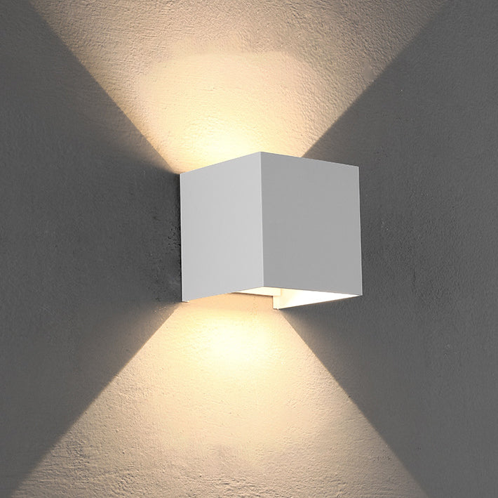 Lisslune | Modern Minimalist Waterproof Cube Up Down Aluminum Glass Induction LED Wall Light Lamps For Bedroom