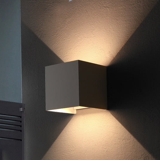 Lisslune | Modern Minimalist Waterproof Cube Up Down Aluminum Glass Induction LED Wall Light Lamps For Bedroom