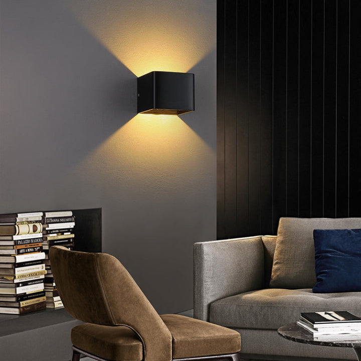 Lisslune | Modern Minimalist Waterproof Cube Up Down Aluminum Glass Induction LED Wall Light Lamps For Bedroom