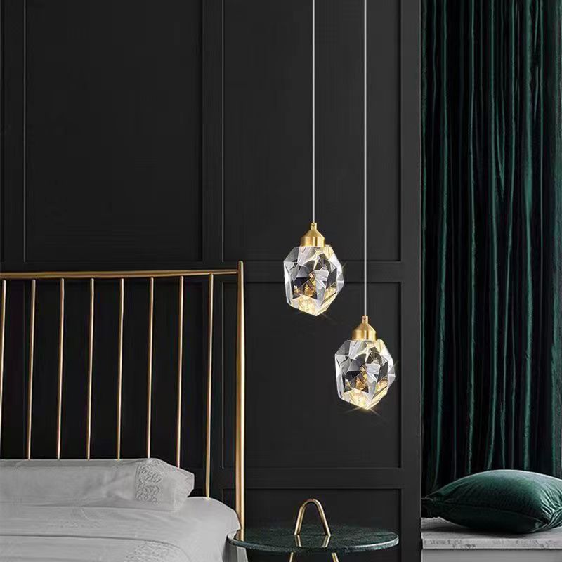 Lisslune | Luxury Diamond Cube Crystal Iron LED Pendant Light For Bedroom