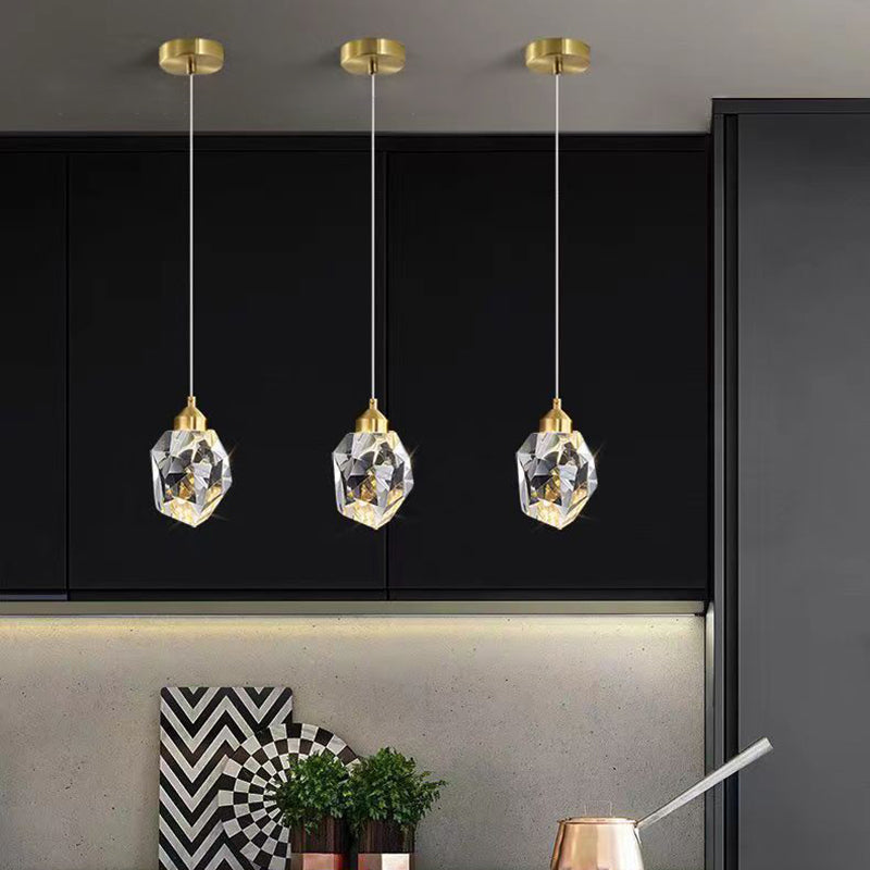 Lisslune | Luxury Diamond Cube Crystal Iron LED Pendant Light For Bedroom