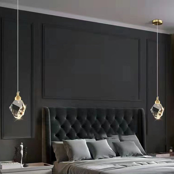 Lisslune | Luxury Diamond Cube Crystal Iron LED Pendant Light For Bedroom