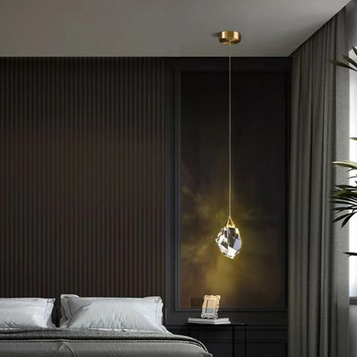 Lisslune | Luxury Diamond Cube Crystal Iron LED Pendant Light For Bedroom